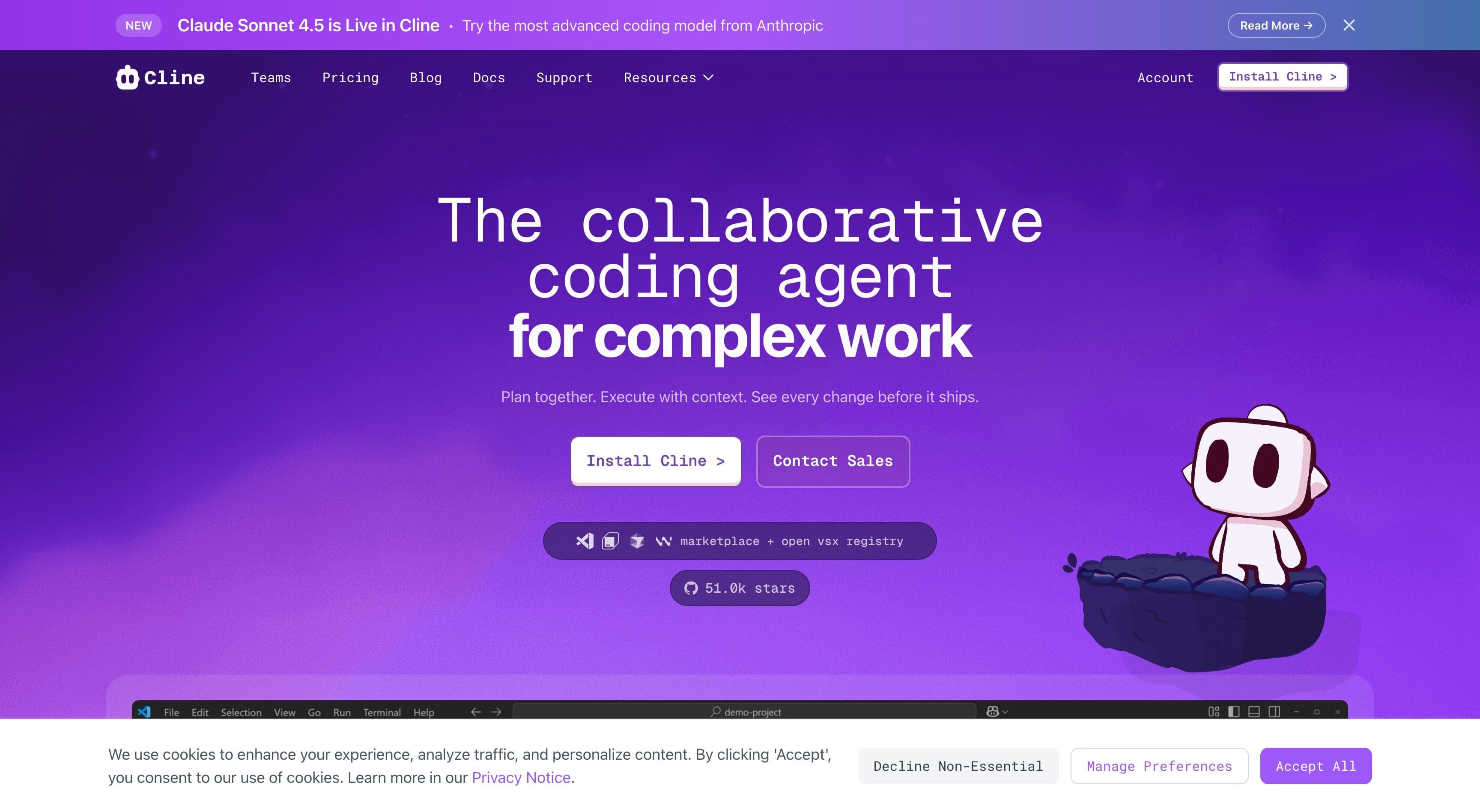 Cline - Stop wrestling with code. Start shipping products.